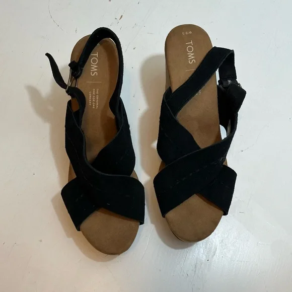 Toms Ibiza Black Suede Sandal - Size 9.5 - Picture 3 of 10